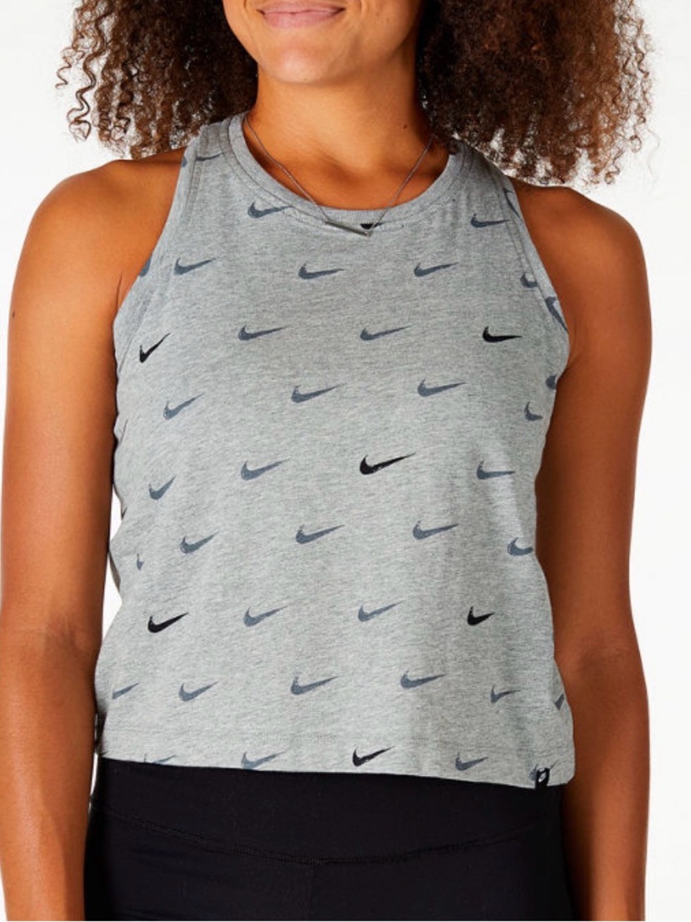 Women’s Nike Athletic Cut Crop Top Grey Swoosh as Tank